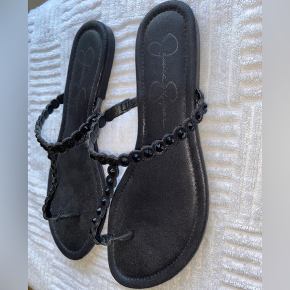 Jessica Simpson Karlee Thong Flat Sandals Black Size 7M - Picture 3 of 9